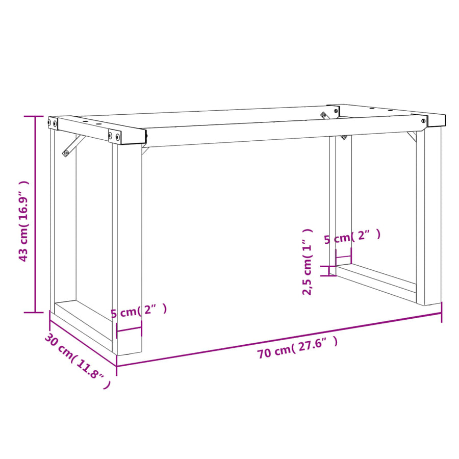 Salontafelpoten O-Frame 70X30X43 Cm Gietijzer Cappuccino