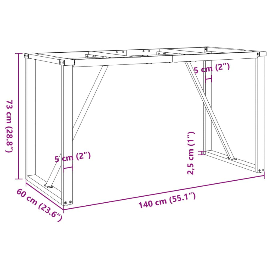 Eettafelpoten O-frame 140x60x73 cm gietijzer