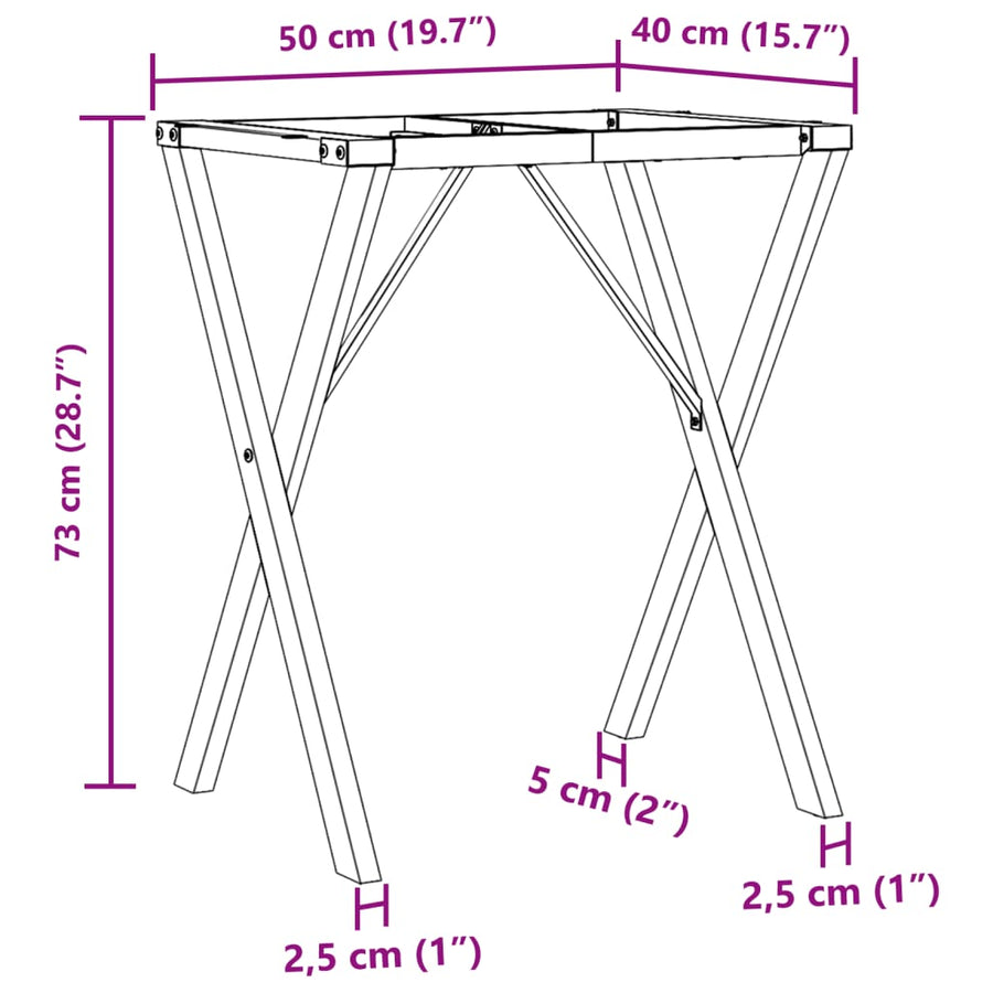 Eettafelpoten X-Frame 50X40X73 Cm Staal