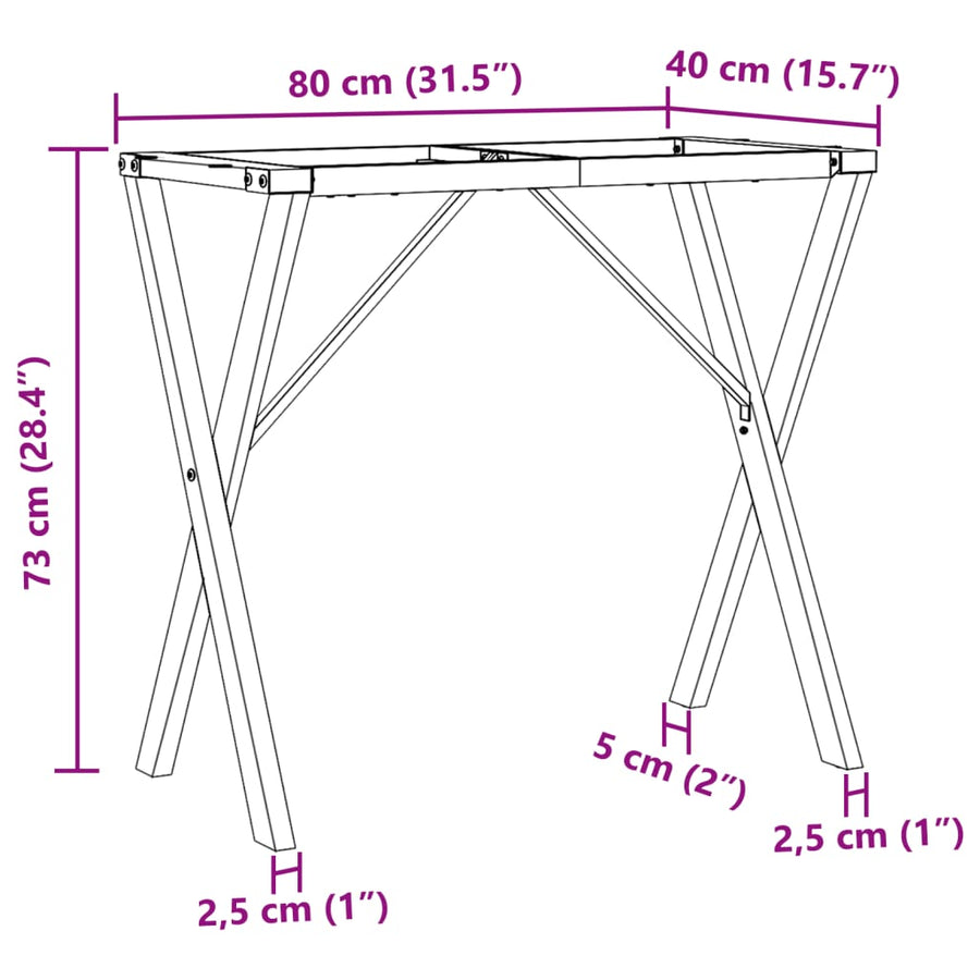 Eettafelpoten X-Frame 80X40X73 Cm Staal