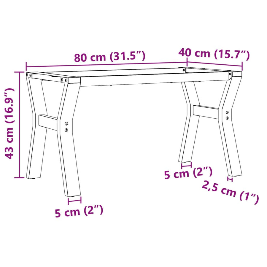 Salontafelpoten Y-frame 80x40x43 cm gietijzer