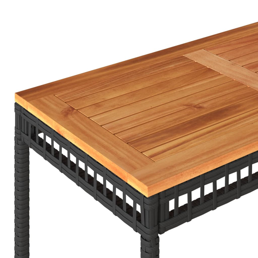 4-delige Loungeset met kussens poly rattan zwart