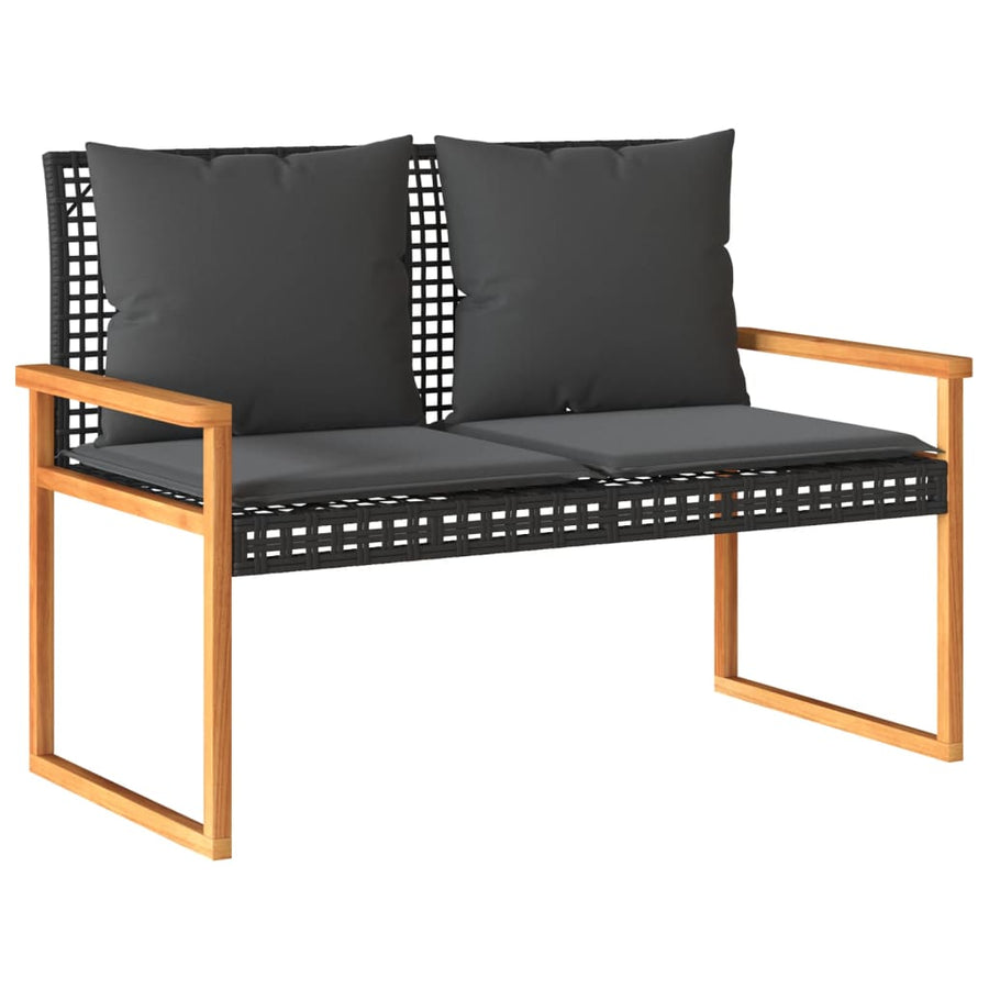 4-delige Loungeset met kussens poly rattan zwart