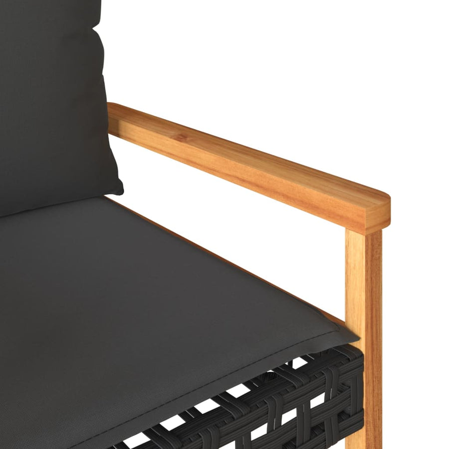 4-delige Loungeset met kussens poly rattan zwart