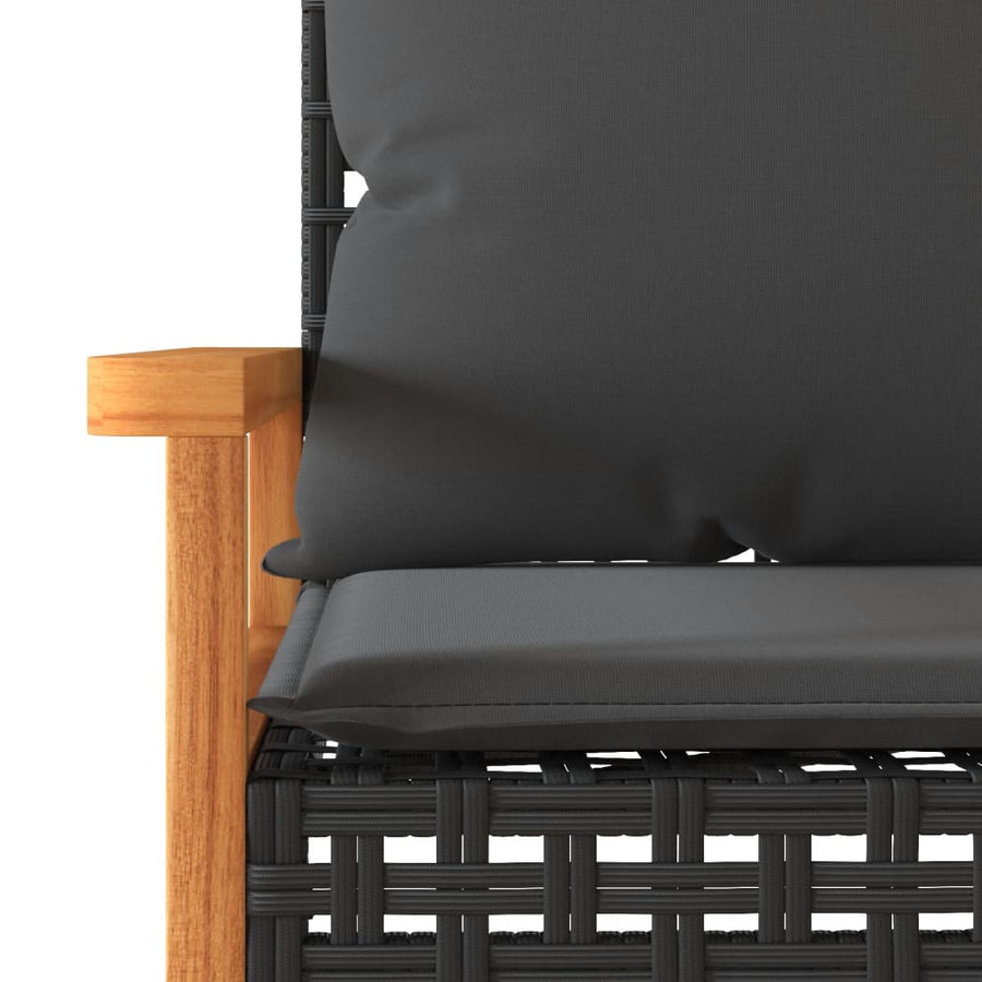 4-delige Loungeset met kussens poly rattan zwart