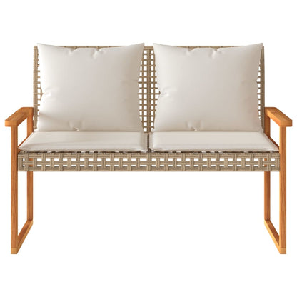 4-delige Loungeset met kussens poly rattan gemengd beige