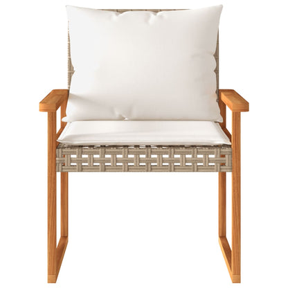 4-delige Loungeset met kussens poly rattan gemengd beige