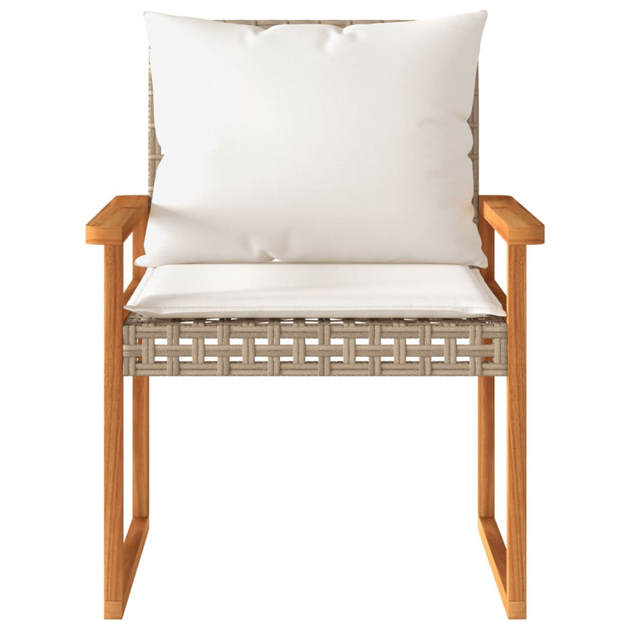 4-delige Loungeset met kussens poly rattan gemengd beige