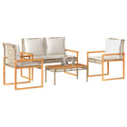 Loungeset 4-delig poly rattan gemengd beige