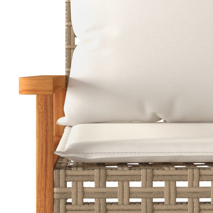 3-delige Bistroset en kussens poly rattan en hout gemengd beige