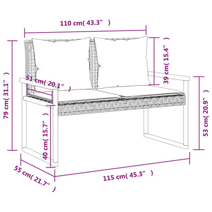 Tuinbankje met kussen poly rattan en acaciahout gemengd beige