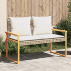 Tuinbank poly rattan acaciahout gemengd beige 119x61x79 cm