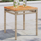 Garden table 38x38x42 cm poly rattan and acacia wood mixed beige