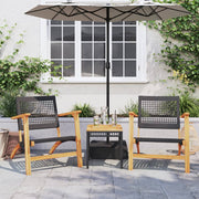 Bistroset 3-delig poly rattan acaciahout zwart