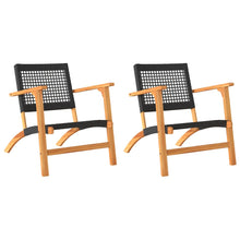 Tuinnstoelen 2 st poly rattan en acaciahout zwart