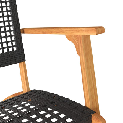 Tuinnstoelen 2 st poly rattan en acaciahout zwart