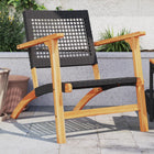 Tuinstoelen 2 st poly rattan acaciahout zwart 63x79x76 cm
