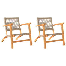 Tuinstoelen 2 st poly rattan en acaciahout beige
