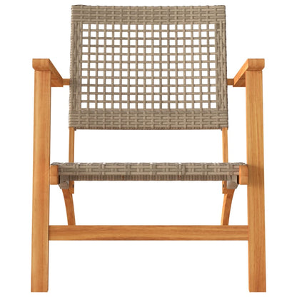 Tuinstoelen 2 st poly rattan en acaciahout beige