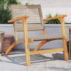 Garden chairs 2 pcs poly rattan and acacia wood beige