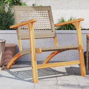 Garden chairs 2 pcs poly rattan and acacia wood beige