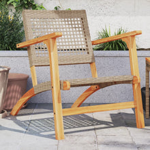 Tuinstoelen 2 st poly rattan en acaciahout beige