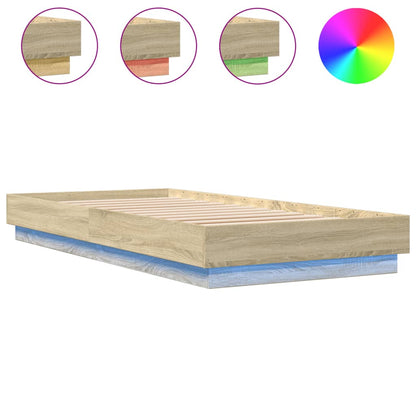 Bedframe Met Led-Verlichting Sonoma Eikenkleurig 100X200 Cm