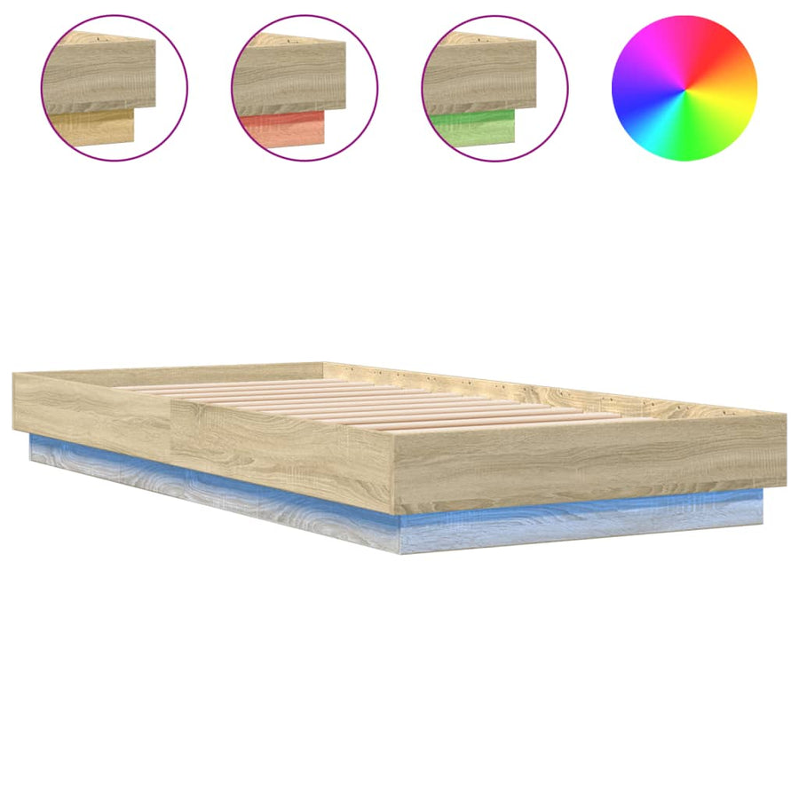Bedframe Met Led-Verlichting Sonoma Eikenkleurig 100X200 Cm
