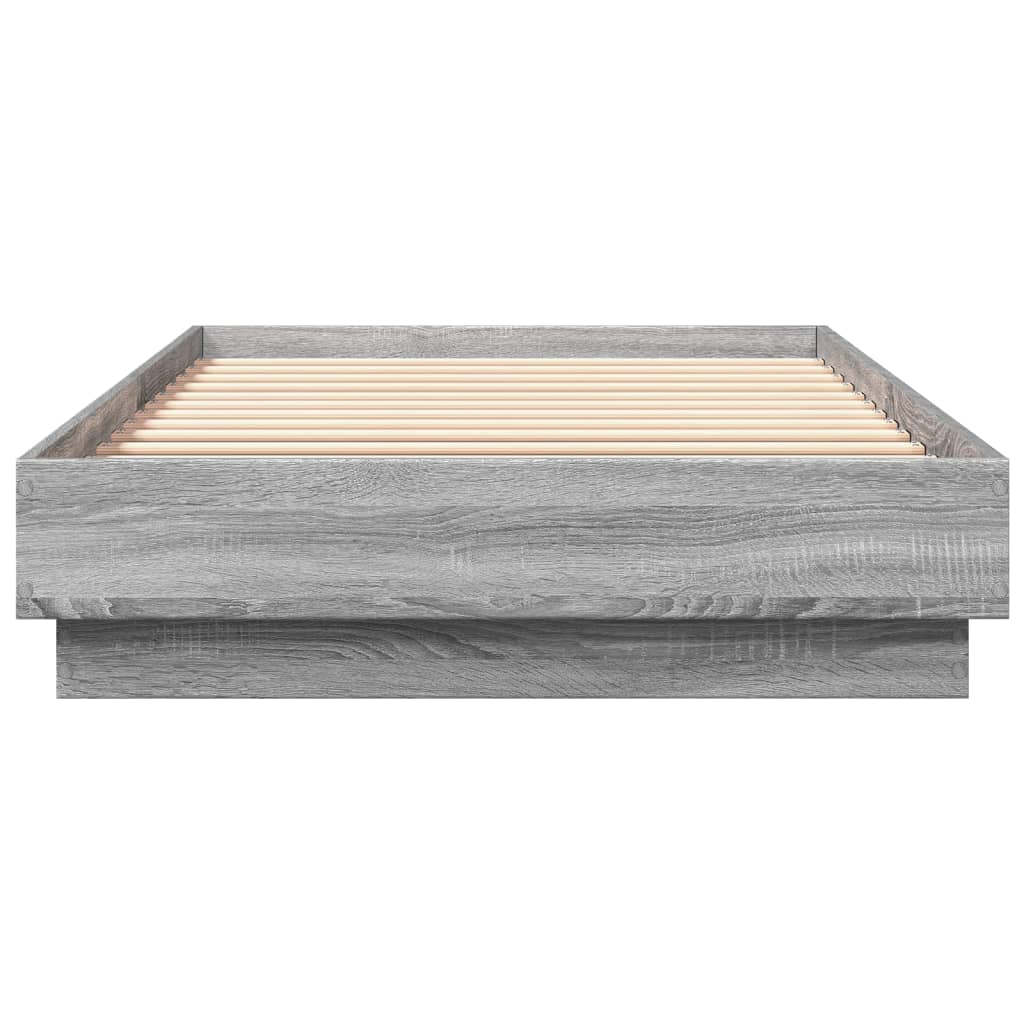 Bedframe Met Led-Verlichting Grijs Sonoma Eikenkleur 100X200 Cm Blauw