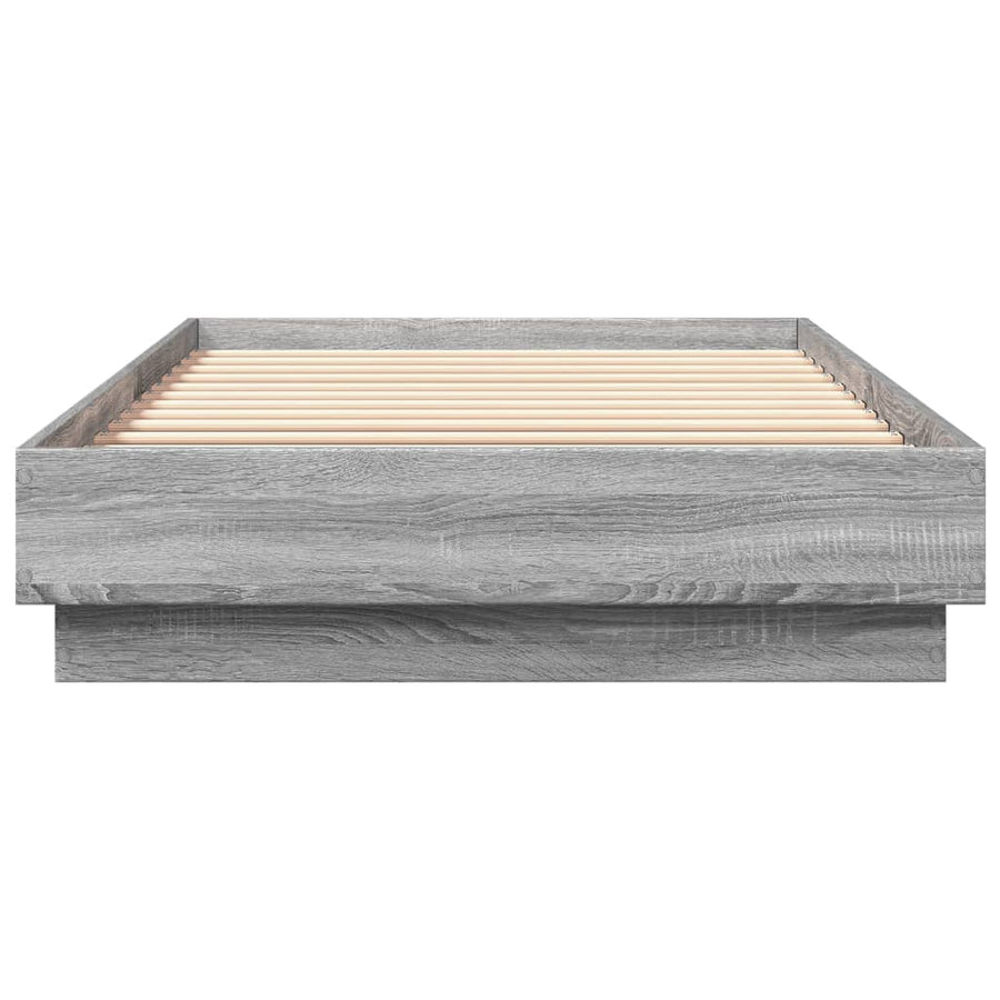 Bedframe Met Led-Verlichting Grijs Sonoma Eikenkleur 100X200 Cm Blauw