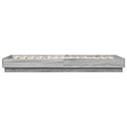 Bedframe Met Led-Verlichting Grijs Sonoma Eikenkleur 100X200 Cm Blauw