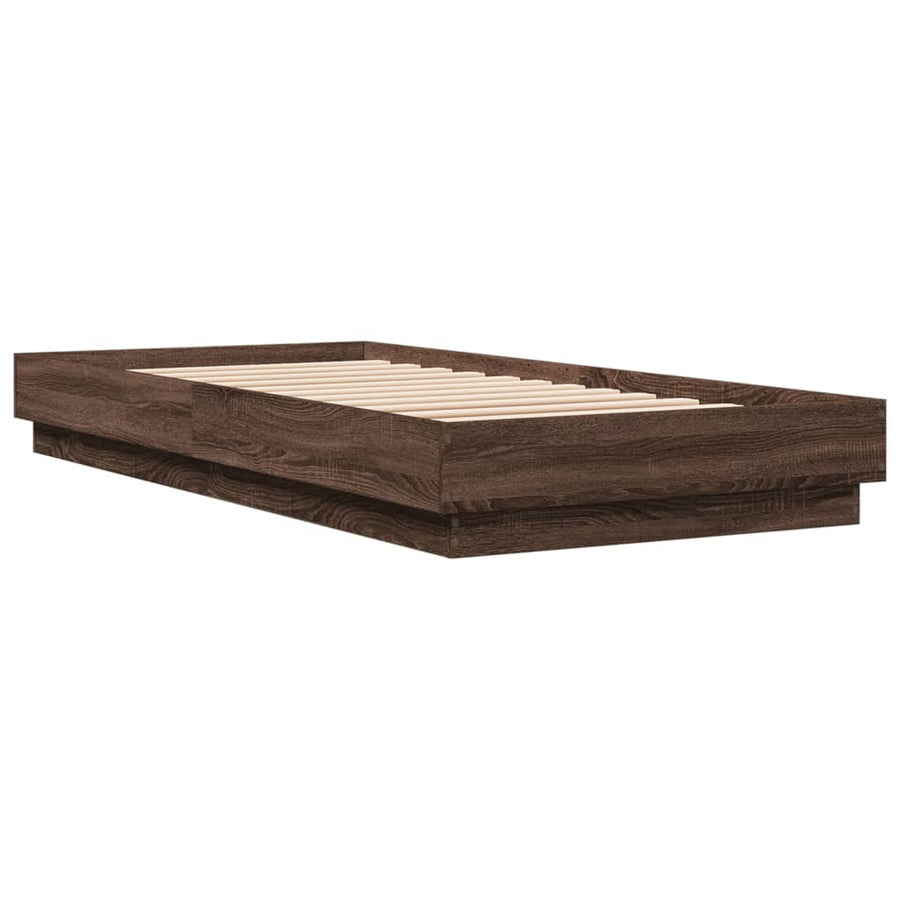 Bedframe Met Led-Verlichting Bruin Eikenkleurig 100X200 Cm