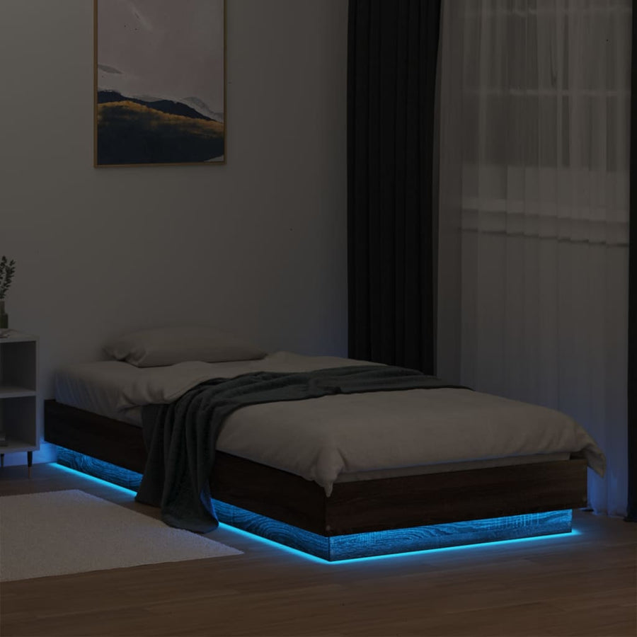 Bedframe Met Led-Verlichting Bruin Eikenkleurig 100X200 Cm