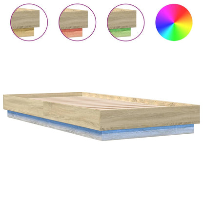 Bedframe Met Led-Verlichting Sonoma Eikenkleurig 90X200 Cm