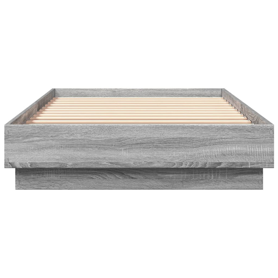 Bedframe Met Led-Verlichting Grijs Sonoma Eikenkleur 90X200 Cm Blauw