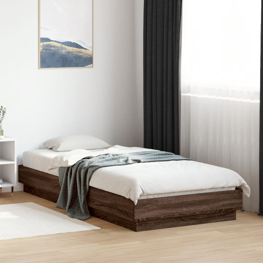 Bedframe Met Led-Verlichting Bruin Eikenkleurig 90X200 Cm Groen