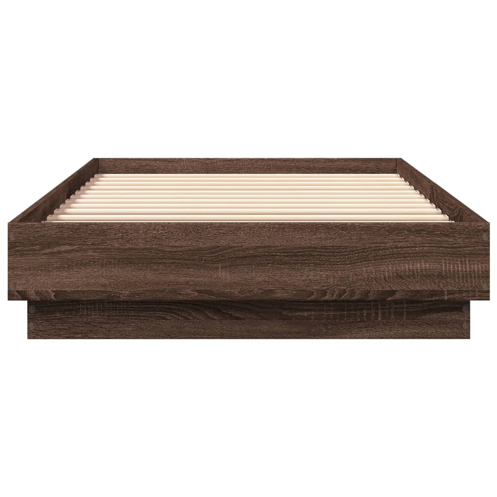 Bedframe Met Led-Verlichting Bruin Eikenkleurig 90X200 Cm Groen