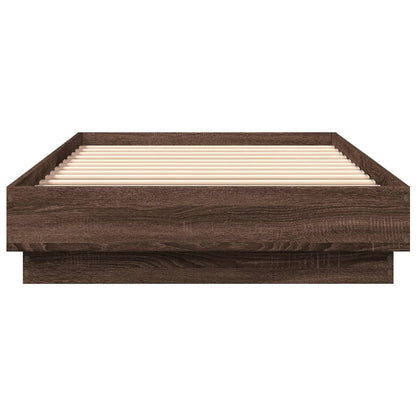 Bedframe Met Led-Verlichting Bruin Eikenkleurig 90X200 Cm Groen