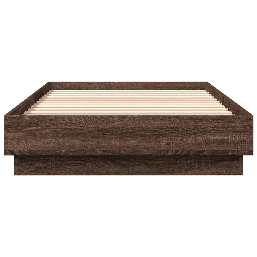 Bedframe Met Led-Verlichting Bruin Eikenkleurig 90X200 Cm Groen