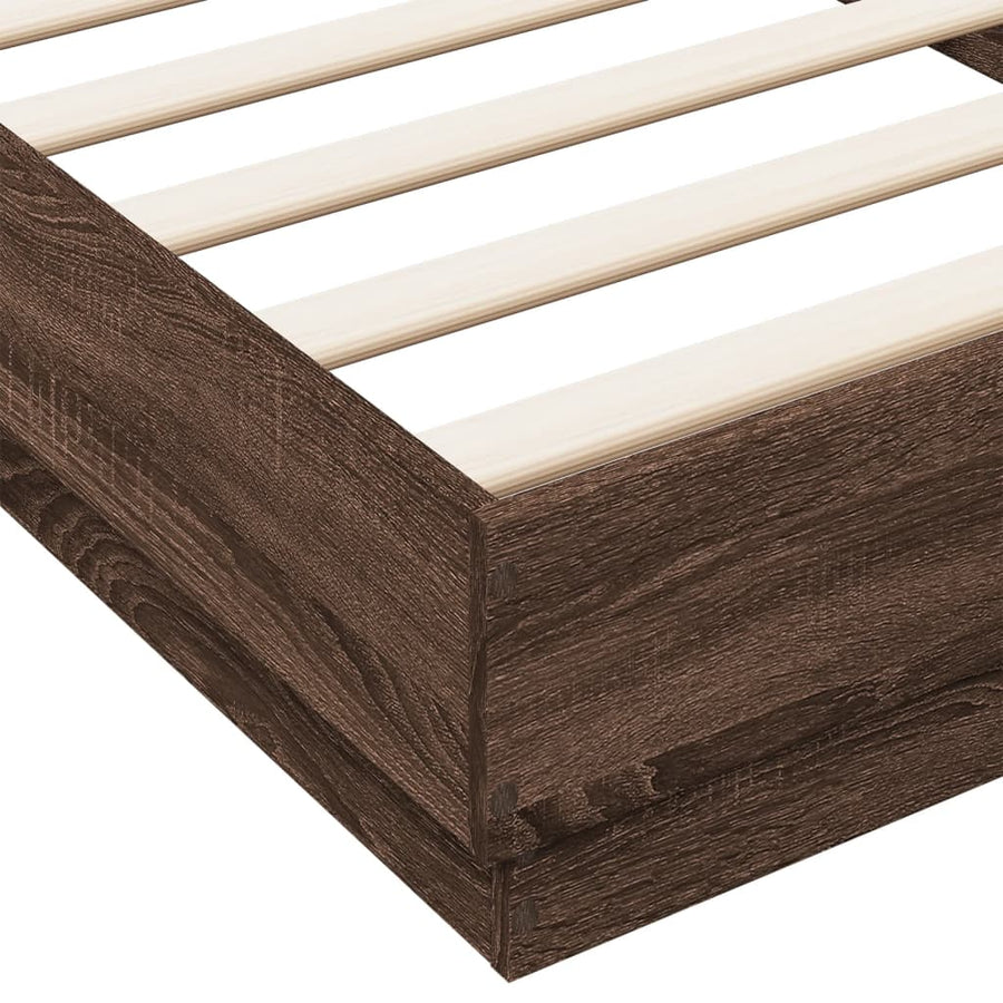 Bedframe Met Led-Verlichting Bruin Eikenkleurig 90X200 Cm Groen