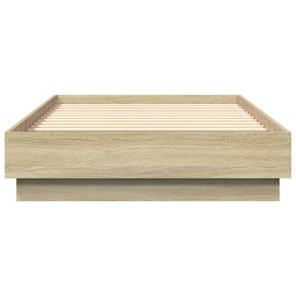 Bedframe Met Led-Verlichting Sonoma Eikenkleurig 90X190 Cm Groen