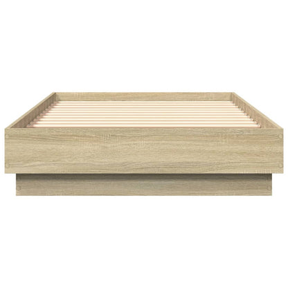 Bedframe Met Led-Verlichting Sonoma Eikenkleurig 90X190 Cm Groen