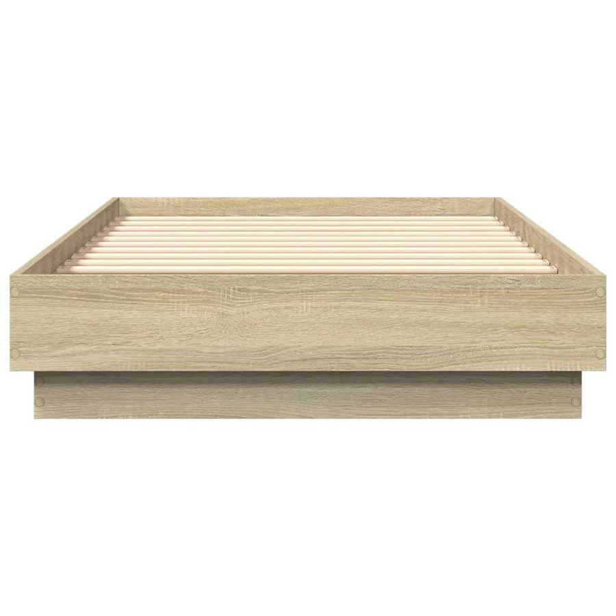 Bedframe Met Led-Verlichting Sonoma Eikenkleurig 90X190 Cm Groen
