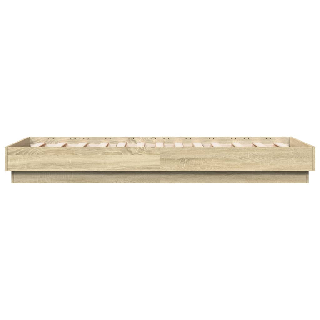 Bedframe Met Led-Verlichting Sonoma Eikenkleurig 90X190 Cm Groen