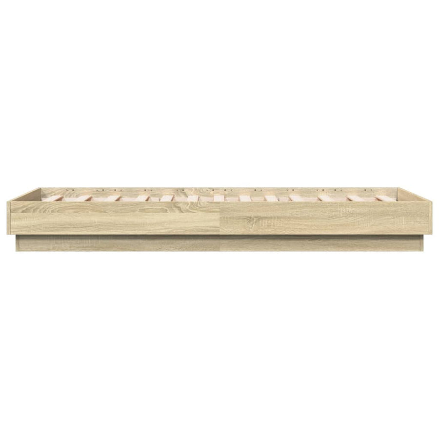Bedframe Met Led-Verlichting Sonoma Eikenkleurig 90X190 Cm Groen