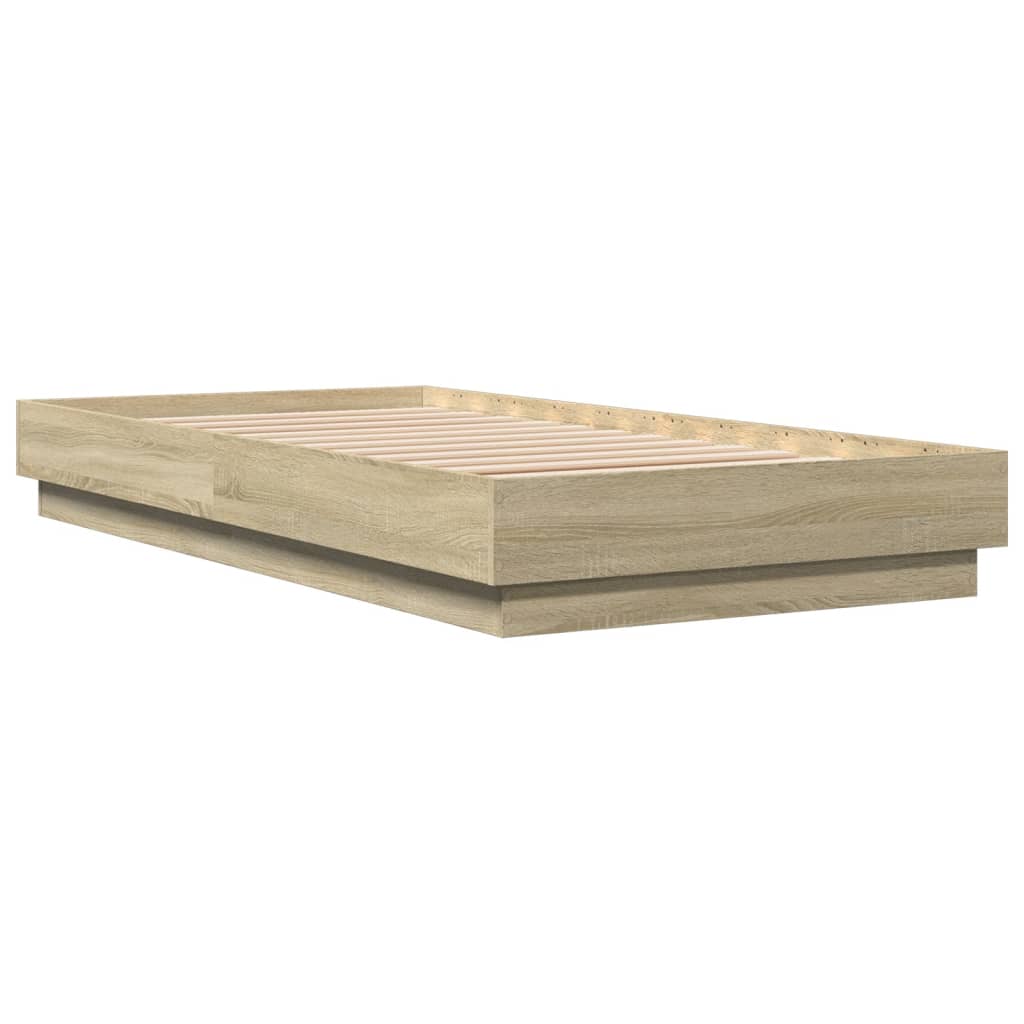 Bedframe Met Led-Verlichting Sonoma Eikenkleurig 90X190 Cm Groen