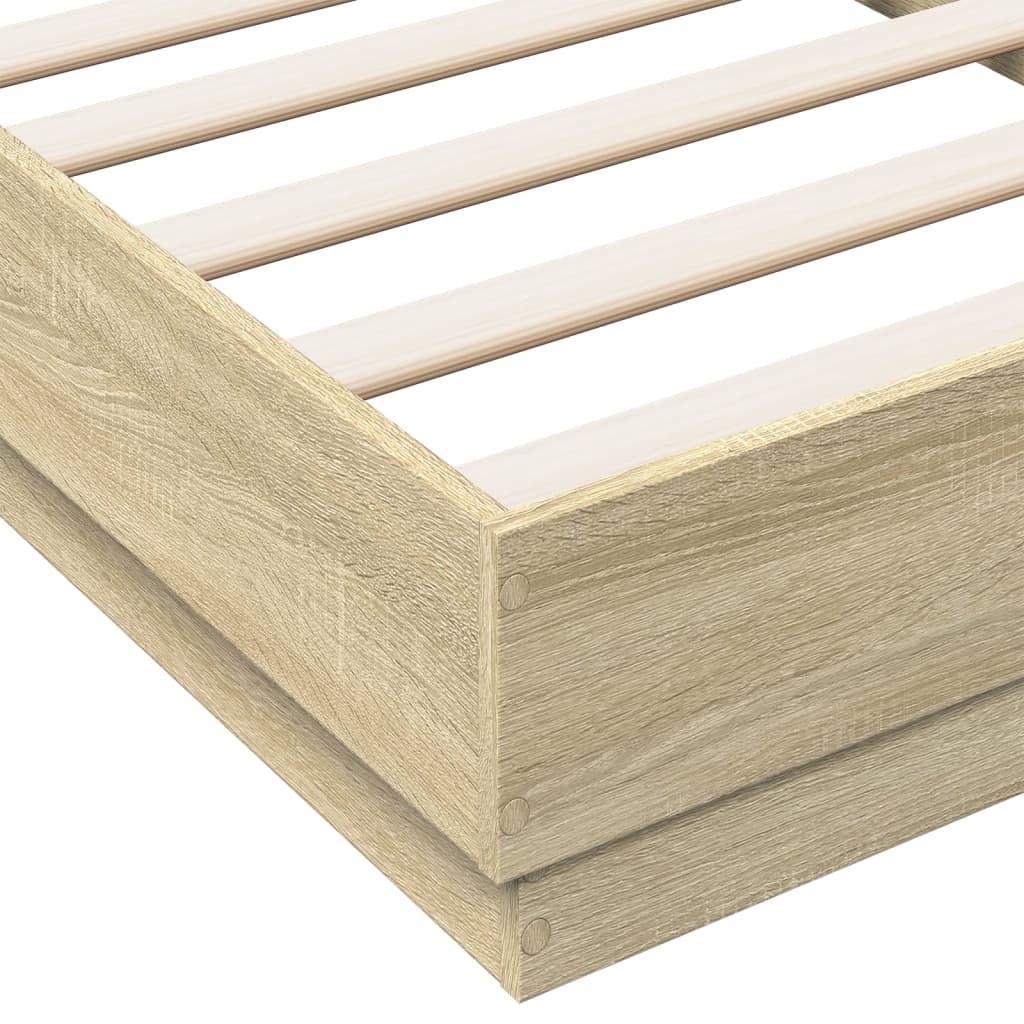 Bedframe Met Led-Verlichting Sonoma Eikenkleurig 90X190 Cm Groen