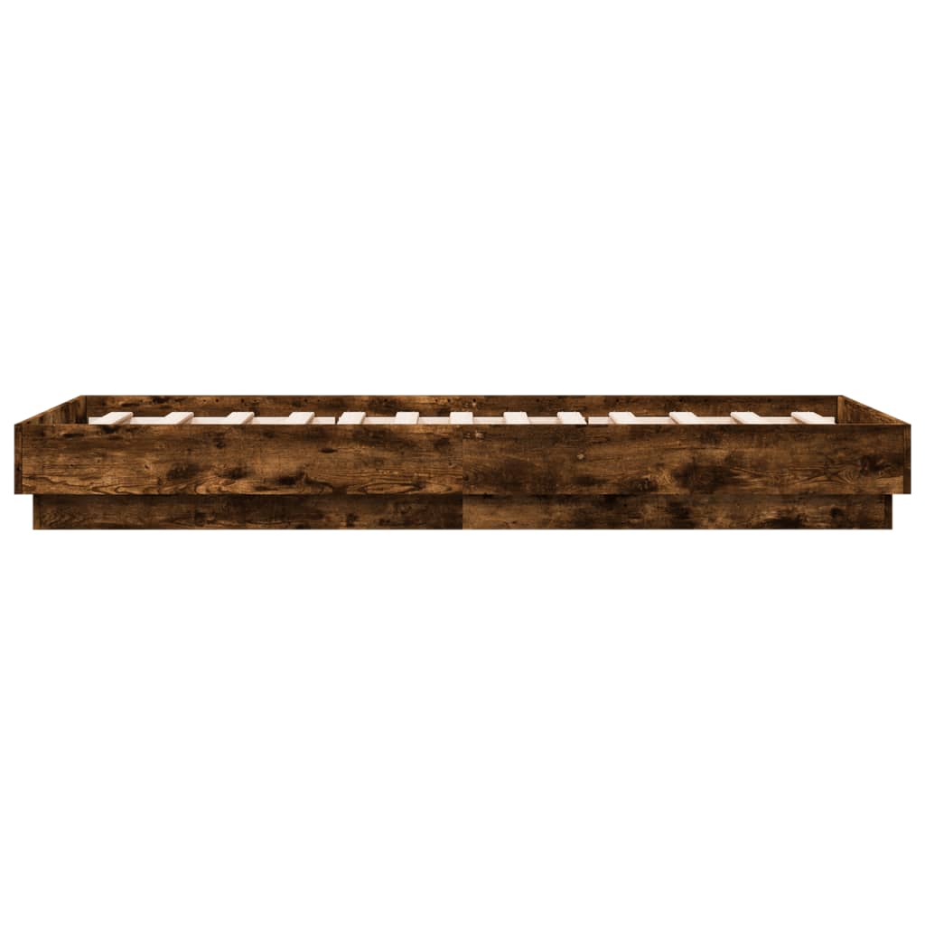 Bedframe Met Led-Verlichting Gerookt Eikenkleurig 90X190 Cm Groen