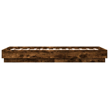 Bedframe Met Led-Verlichting Gerookt Eikenkleurig 90X190 Cm Groen