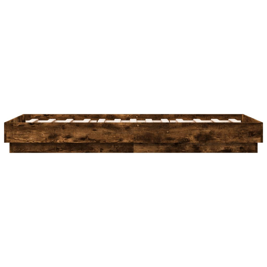 Bedframe Met Led-Verlichting Gerookt Eikenkleurig 90X190 Cm Groen